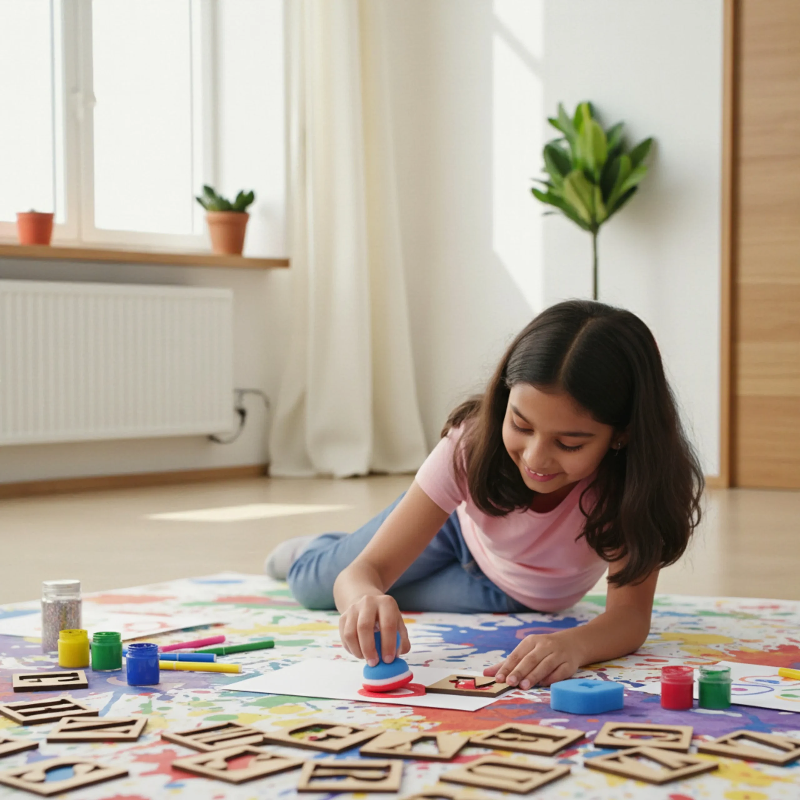 Alphabet Stencil Set in Classroom – Preschool Learning Toy alphabet stencils used in preschool classroom activity for group learning and tracing