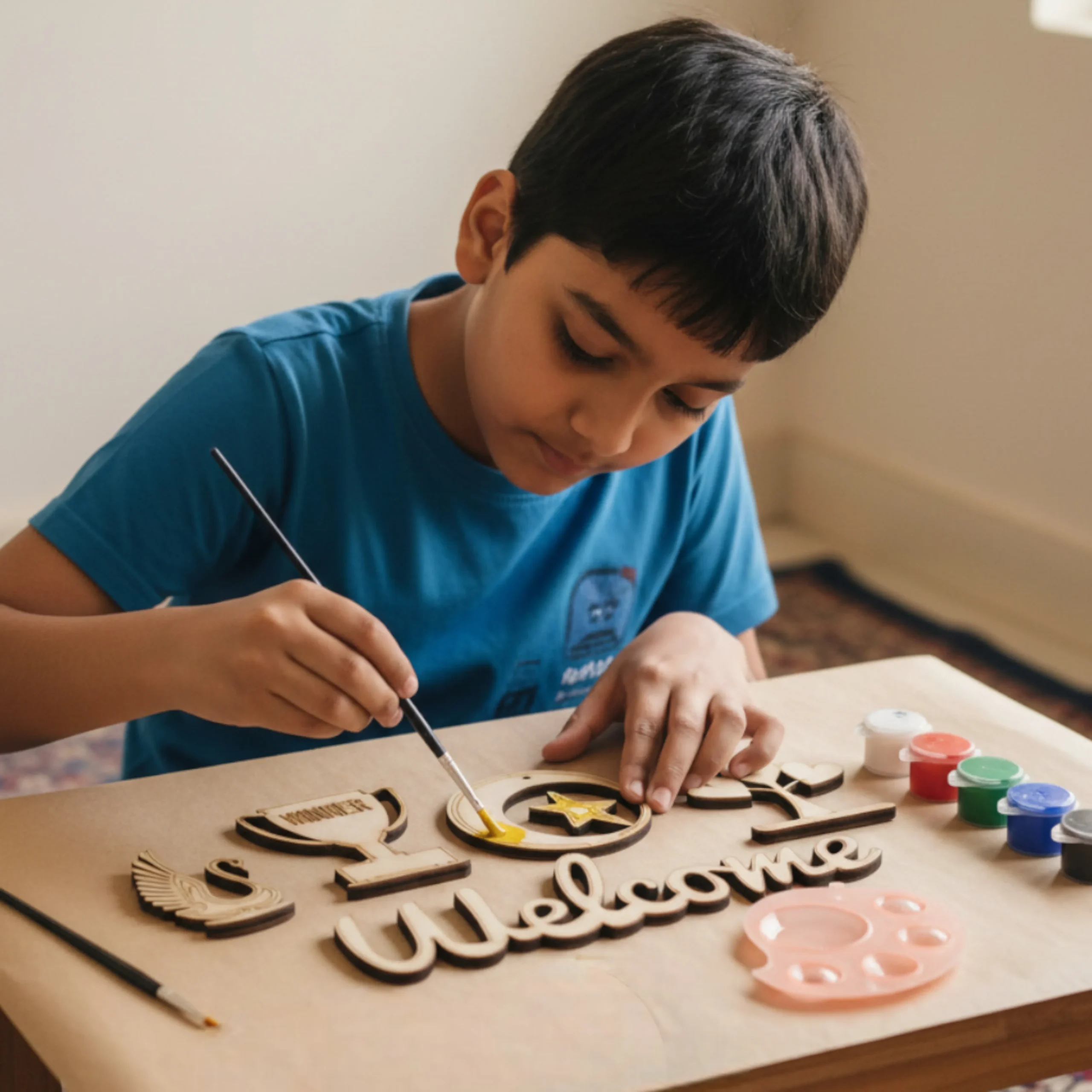 DIY Wood Painting Activity for Kids step by step wood painting activity using kids kit