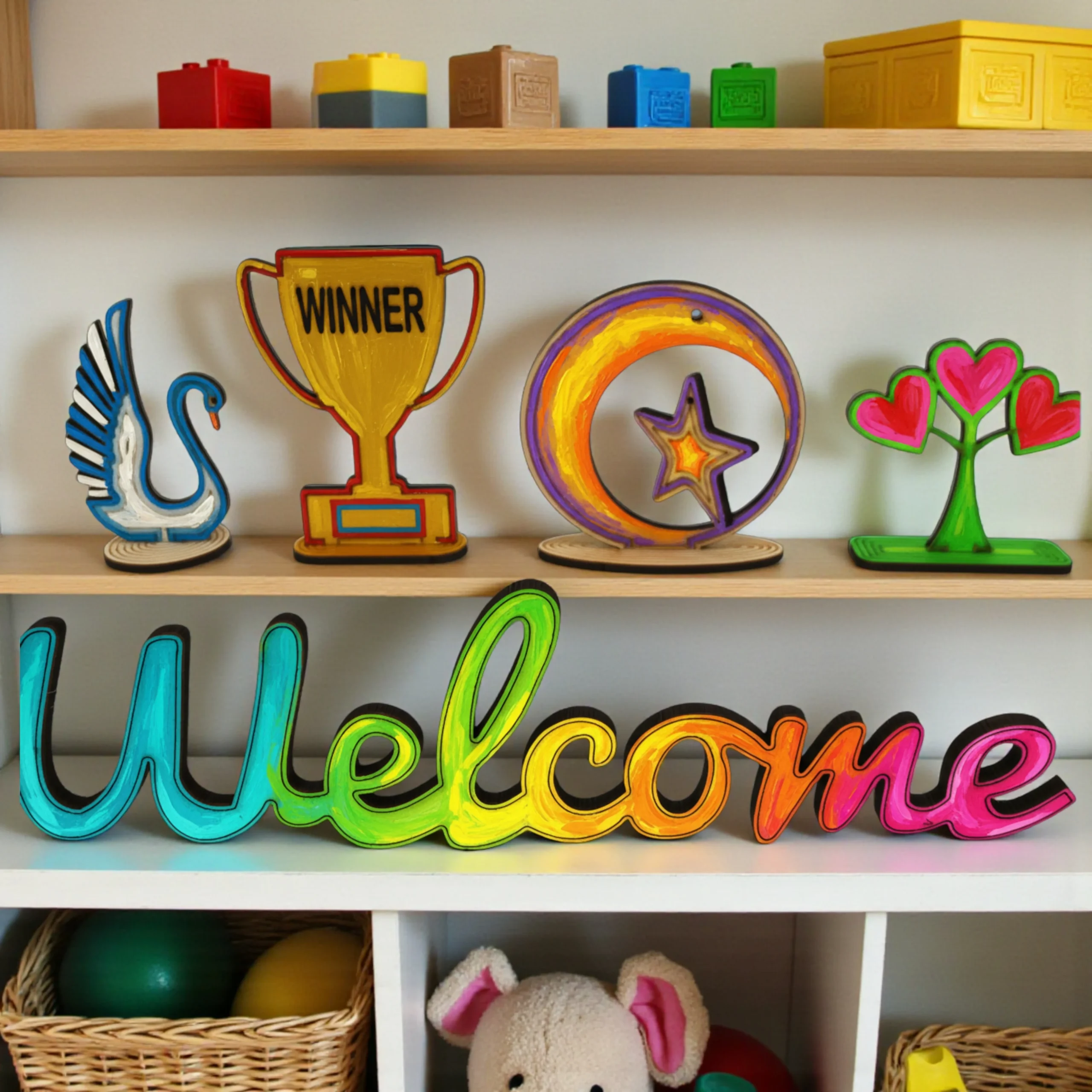 Painted Wooden Art by Kids finished painted wooden art from kids wood painting kit