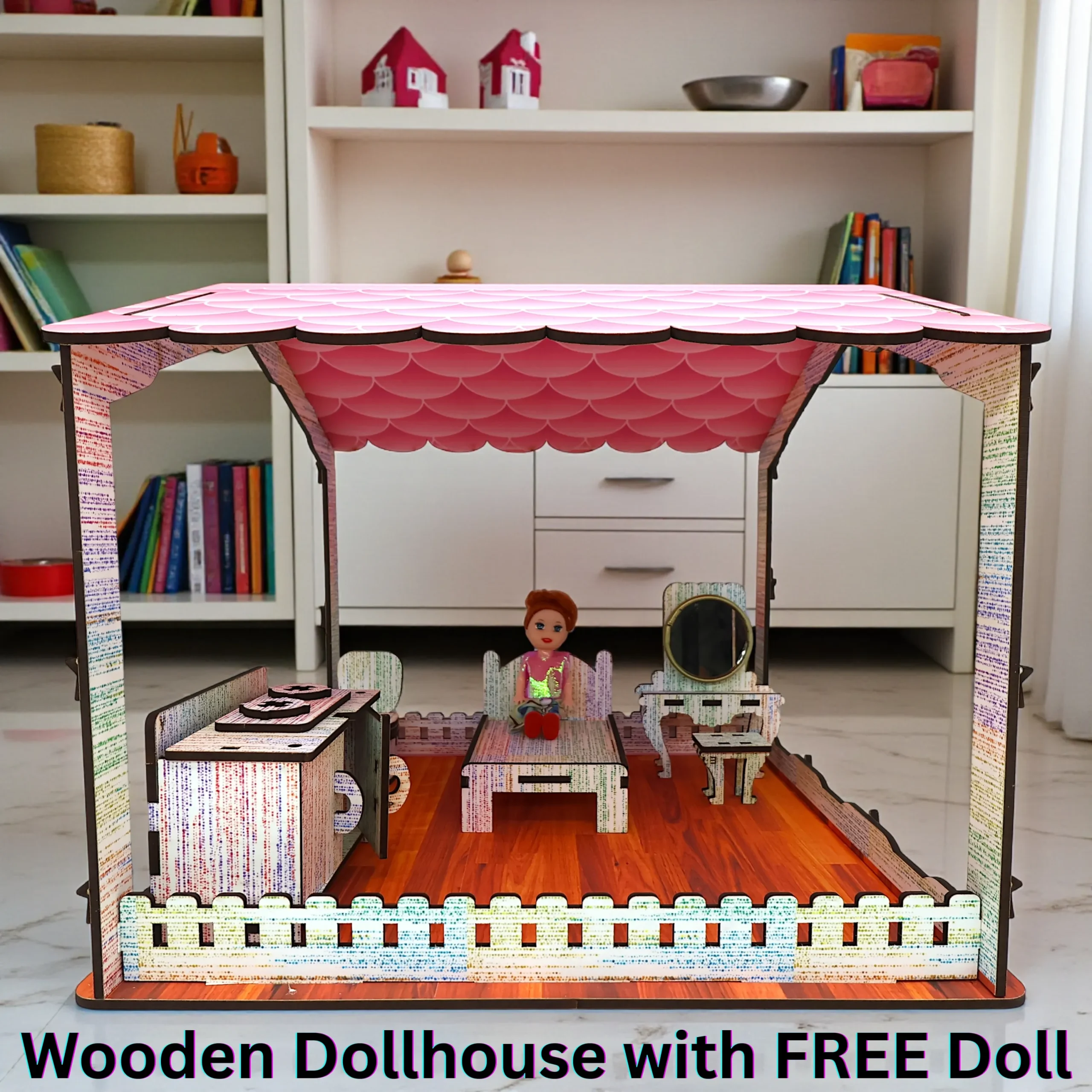 Wishoz Big Doll House – Quality Wooden Toy Wishoz big doll house wooden toy with quality and safety badge